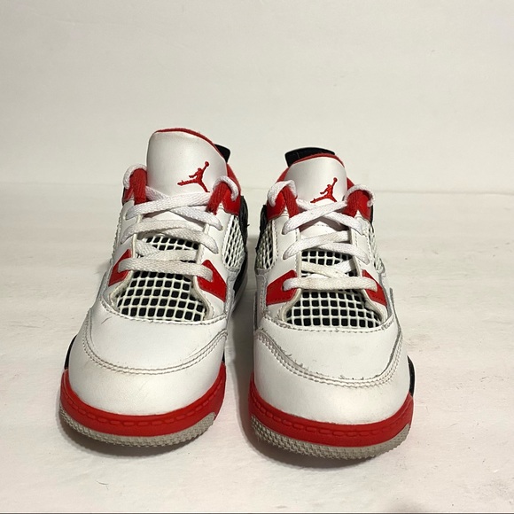 Toddler Nike Jordan 4 Retro Fire Red/White BQ7670-160 Size 10C Missing Insoles - Picture 5 of 9